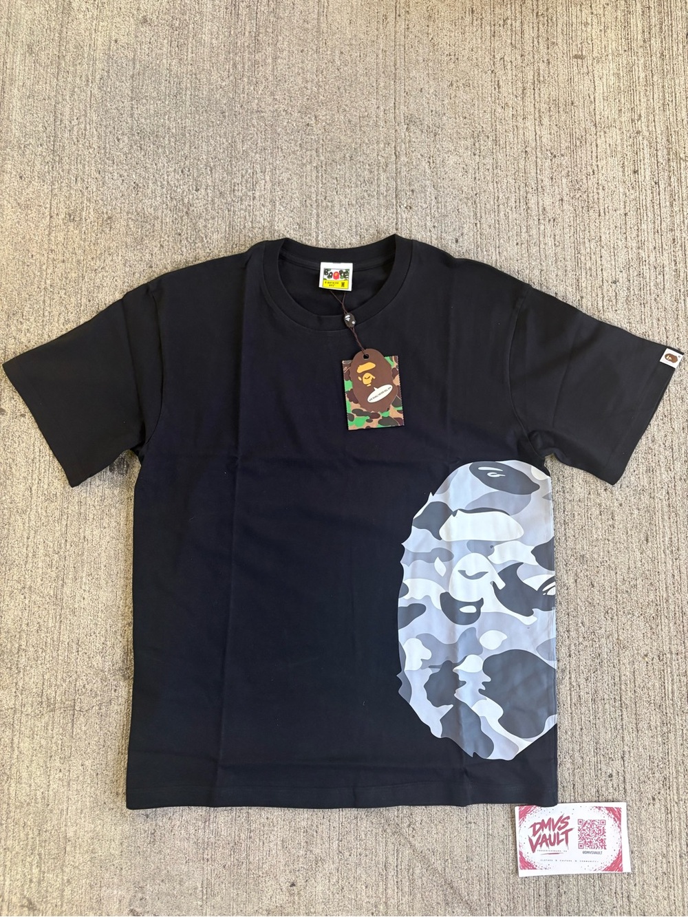 Bape Black Tee with Gray Camo Ape Graphic